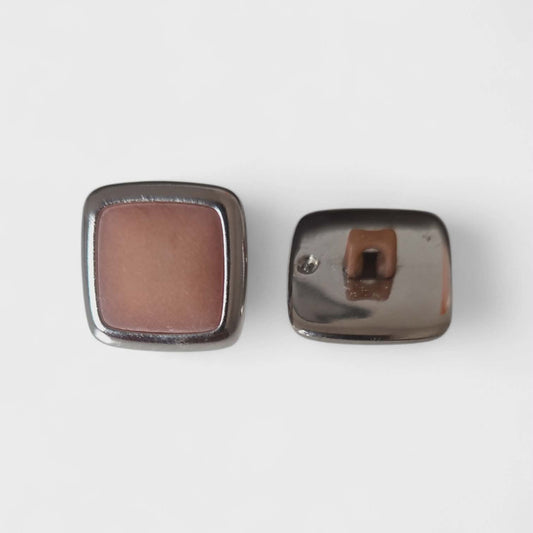 Boutons en plastique - Marron et Argenté - 1,5cm